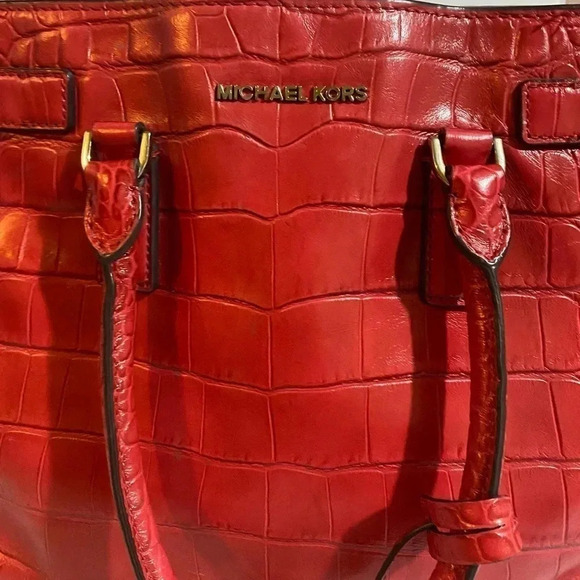 Michael kors red  leather satchel handbag - Picture 7 of 14